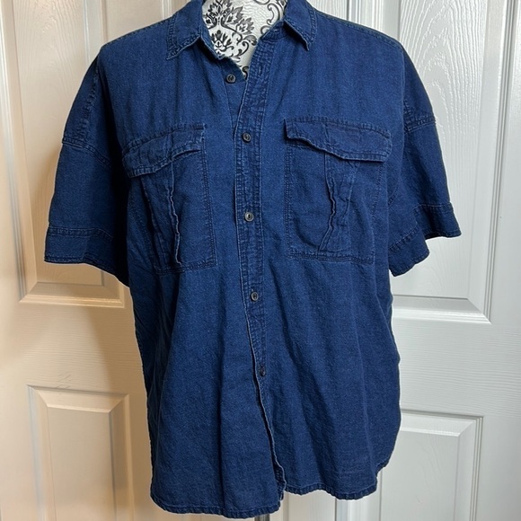 J. Crew Tops - J Crew Dark Blue Button Down M Short Sleeve